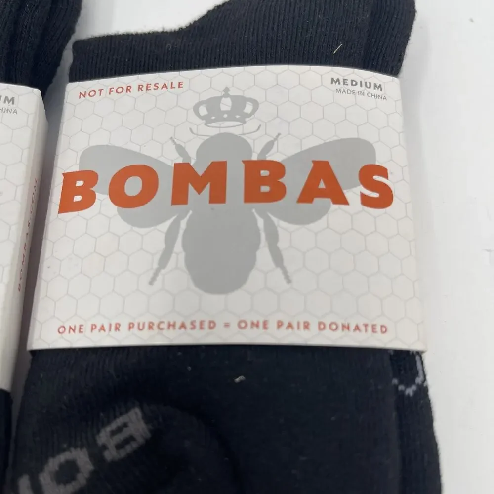 Bombas Socks Size M Black Crew Length Unisex Brand New Set Of 2